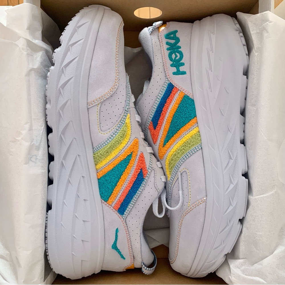 NEW Hoka One One Bondi L Embroidery Running Shoes Arctic Ice Atlantis Mens 14